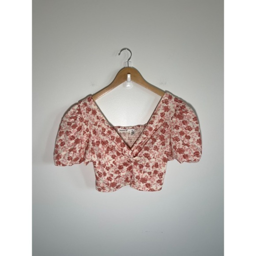 Babydoll Coquette Dainty Balletcore Fairy Puff Sleeve Floral Womens Top Pink M